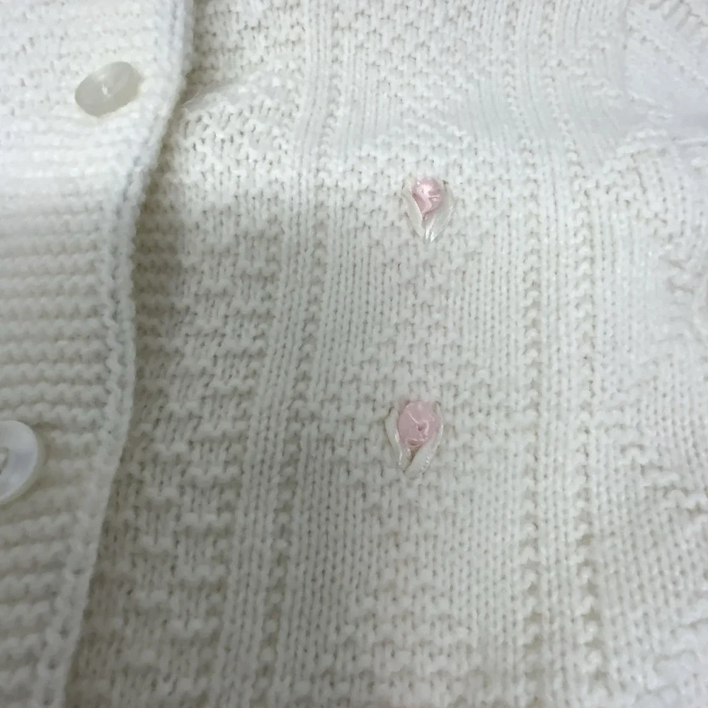 Vintage Julius Berger Baby Sweater Size ? 18-24 Months Cardigan Satin Roses READ